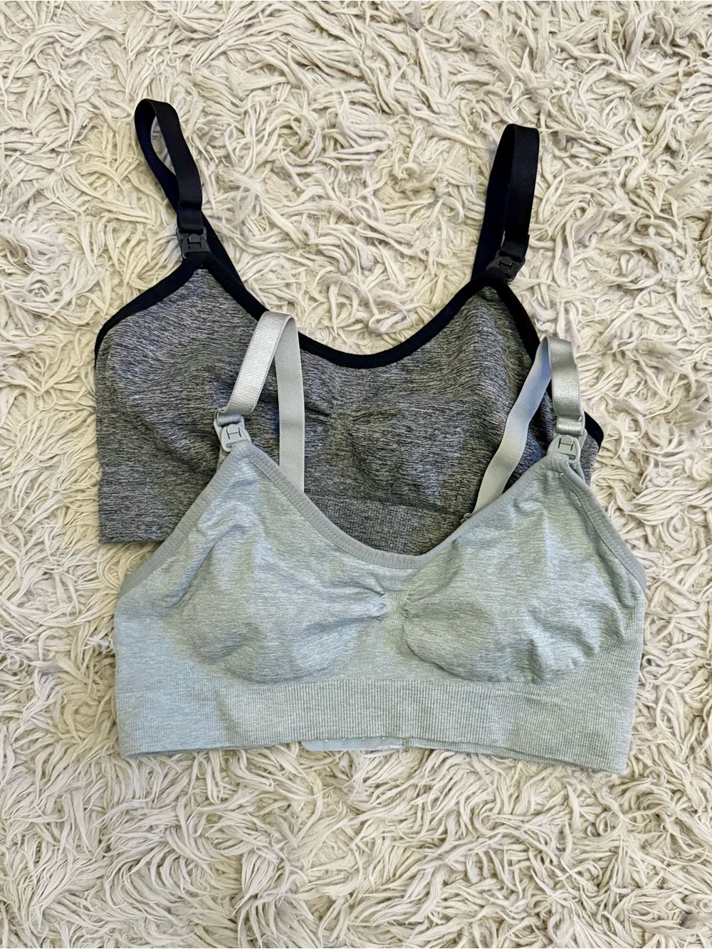 Amazon Maternity & Nursing Bralette Duo in Light Gray and Dark Gray